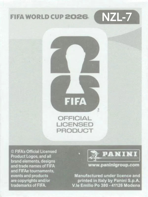 Panini FIFA World Cup 2026 Sticker NZL 7 Tyler Bindon International Edition