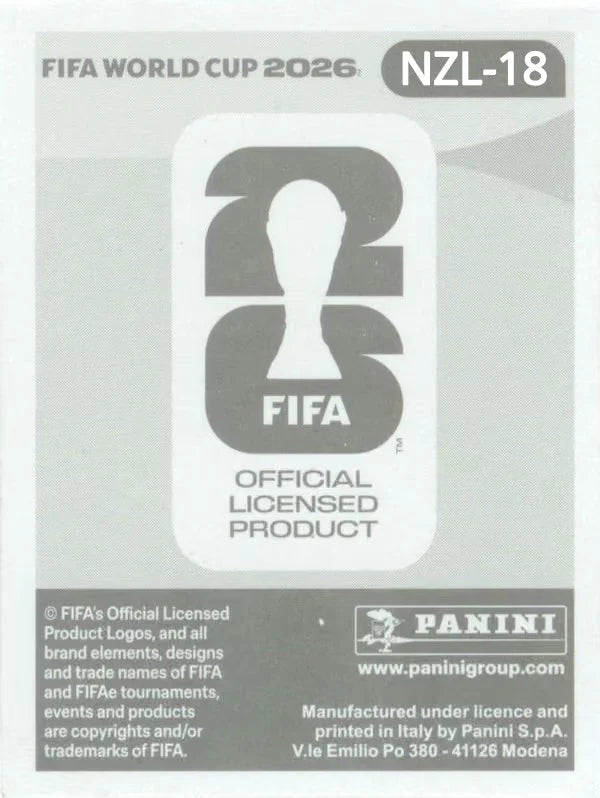 Panini FIFA World Cup 2026 Sticker NZL 18 Elijah Just International Edition
