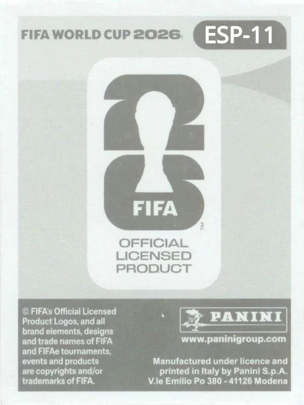Panini FIFA World Cup 2026 Sticker ESP 11 Pedri International Edition