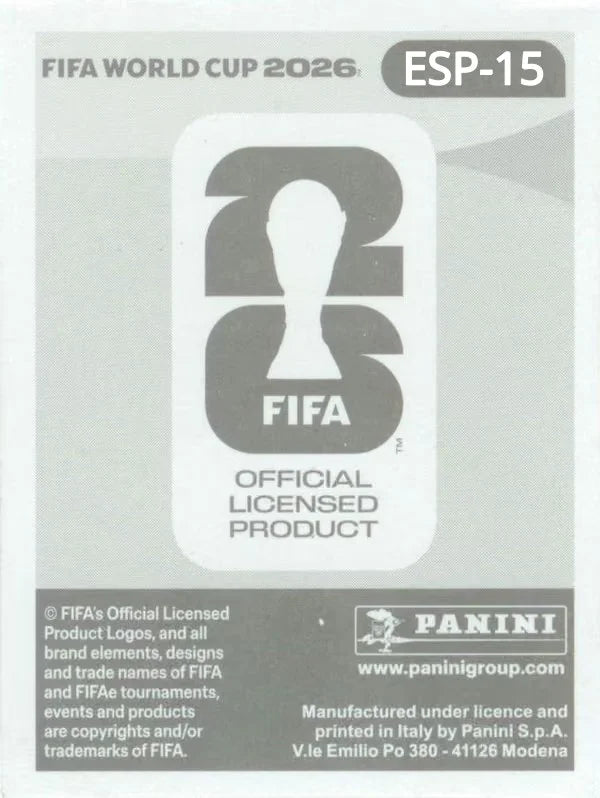 Panini FIFA World Cup 2026 Sticker ESP 15 Lamine Yamal International Edition