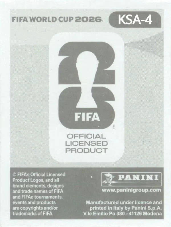 Panini FIFA World Cup 2026 Sticker KSA 4 Saud Abdulhamid International Edition
