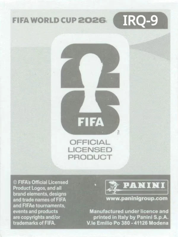 Panini FIFA World Cup 2026 Sticker IRQ 9 Zidane Iqbal International Edition