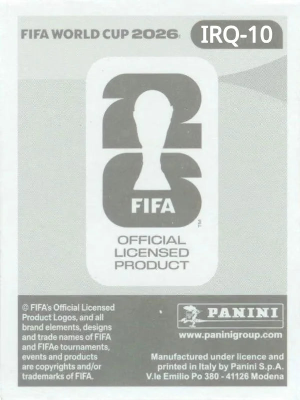 Panini FIFA World Cup 2026 Sticker IRQ 10 Amir Al-Ammari International Edition