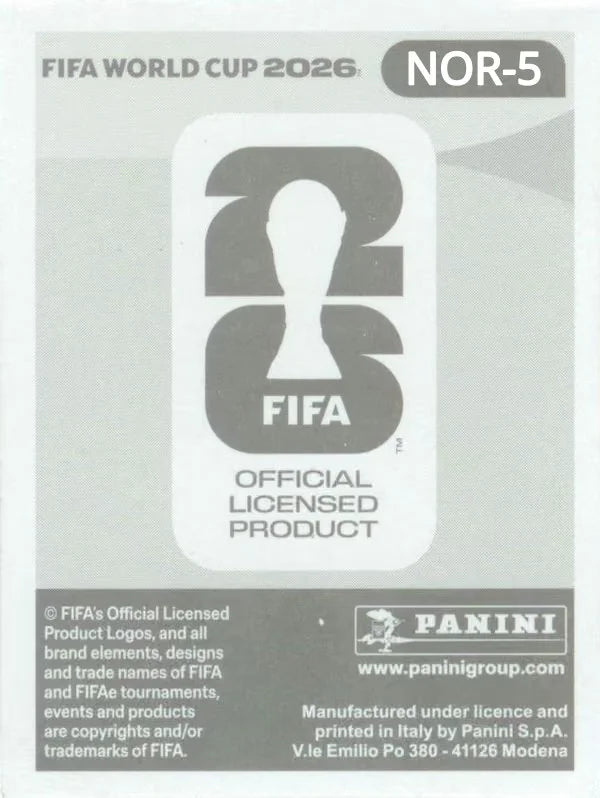 Panini FIFA World Cup 2026 Sticker NOR 5 Kristoffer Vassbakk Ajer International Edition
