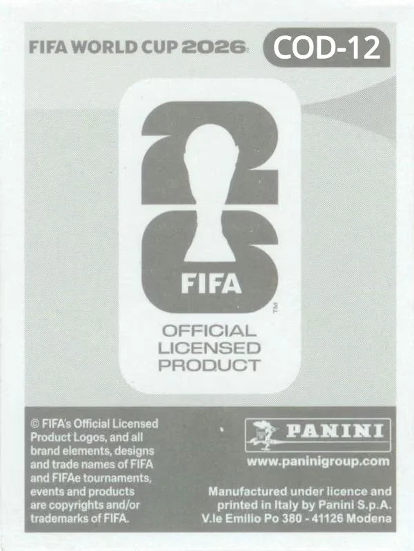 Panini FIFA World Cup 2026 Sticker COD 12 Noah Sadiki International Edition