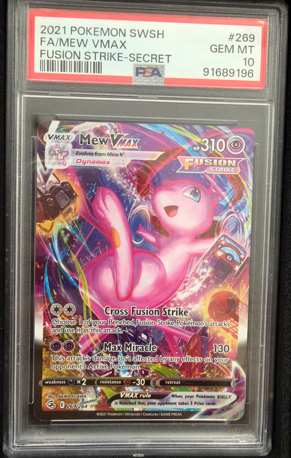 Mew VMAX (Alternate Art Secret) 269/264 (Fusion Strike) — PSA 10