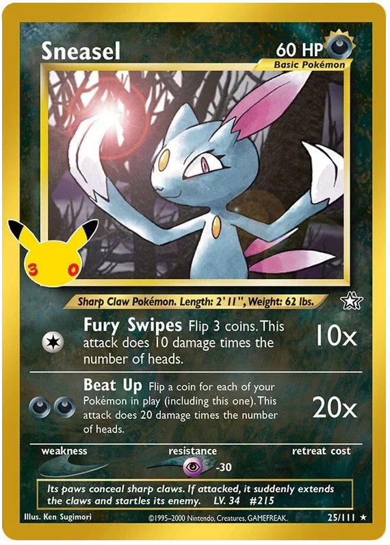 Sneasel 30th Celebration: Classic Collection Classic Collection • 25/111 Holofoil