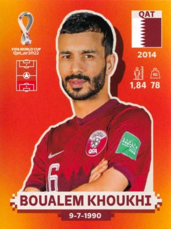Panini FIFA World Cup Qatar 2022 Sticker QAT 8 Boualem Khoukhi Orange