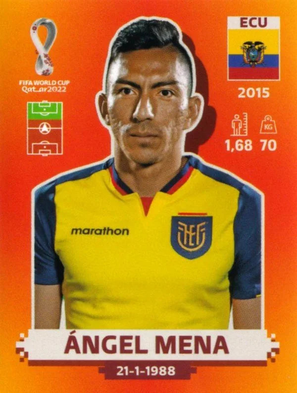Panini FIFA World Cup Qatar 2022 Sticker ECU 16 Ángel Mena Orange