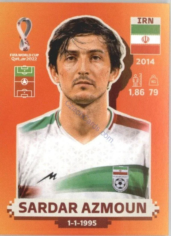 Panini FIFA World Cup Qatar 2022 Sticker IRN 17 Sardar Azmoun Orange