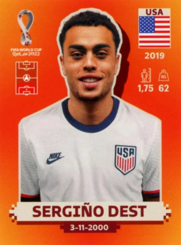Panini FIFA World Cup Qatar 2022 Sticker USA 4 Sergiño Dest Orange