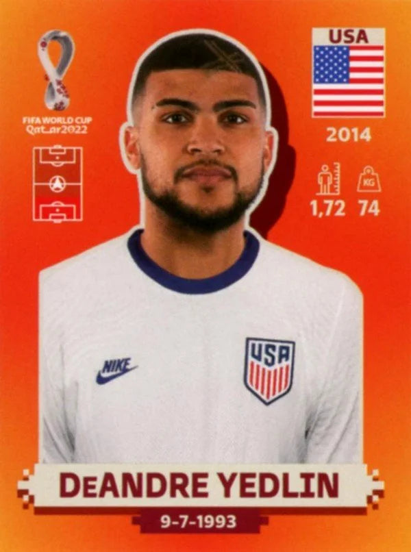 Panini FIFA World Cup Qatar 2022 Sticker USA 8 DeAndre Yedlin Orange