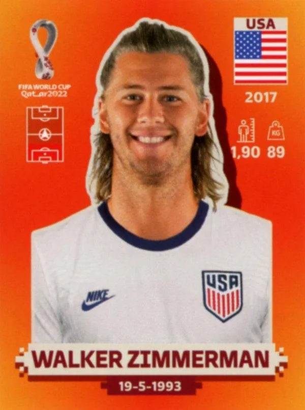 Panini FIFA World Cup Qatar 2022 Sticker USA 9 Walker Zimmerman Orange