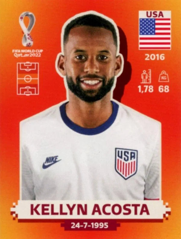 Panini FIFA World Cup Qatar 2022 Sticker USA 11 Kellyn Acosta Orange