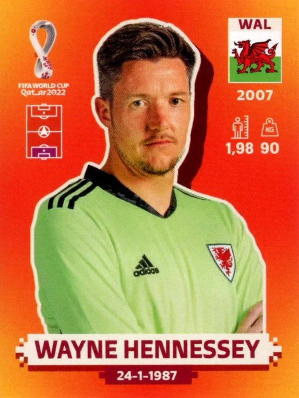 Panini FIFA World Cup Qatar 2022 Sticker WAL 3 Wayne Hennessey Orange