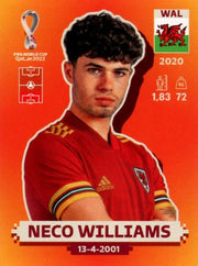 Panini FIFA World Cup Qatar 2022 Sticker WAL 10 Neco Williams Orange