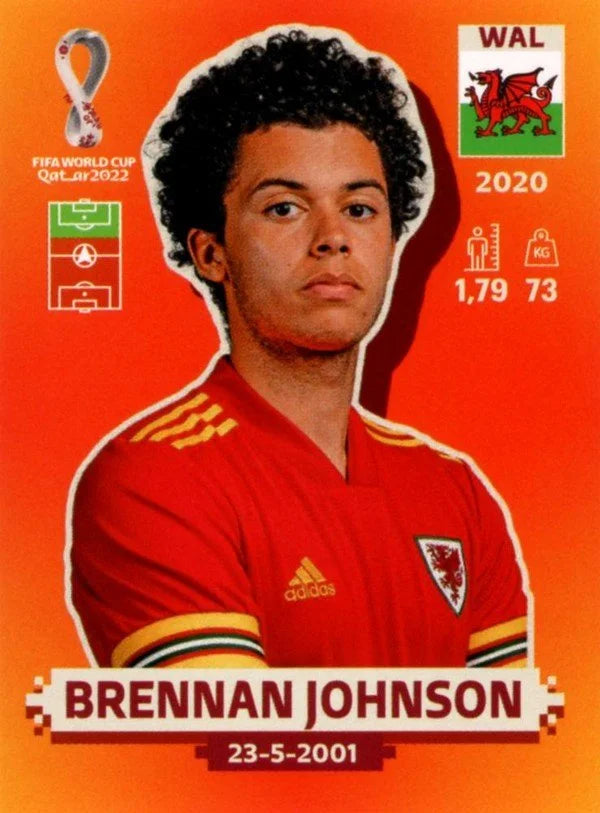 Panini FIFA World Cup Qatar 2022 Sticker WAL 18 Brennan Johnson Orange