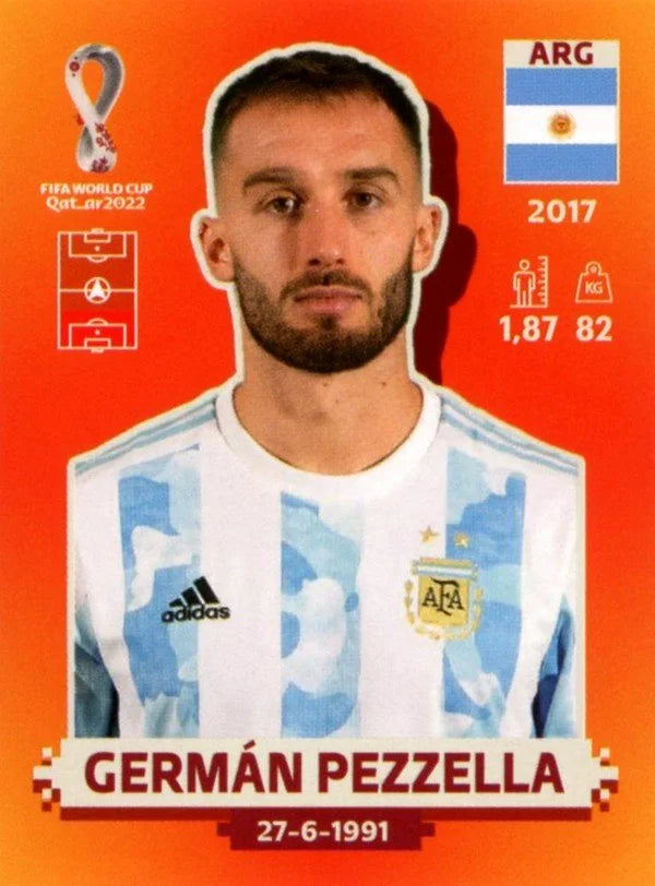 Panini FIFA World Cup Qatar 2022 Sticker ARG 7 Germán Pezzella Orange