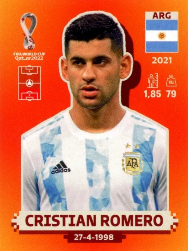 Panini FIFA World Cup Qatar 2022 Sticker ARG 8 Cristian Romero Orange