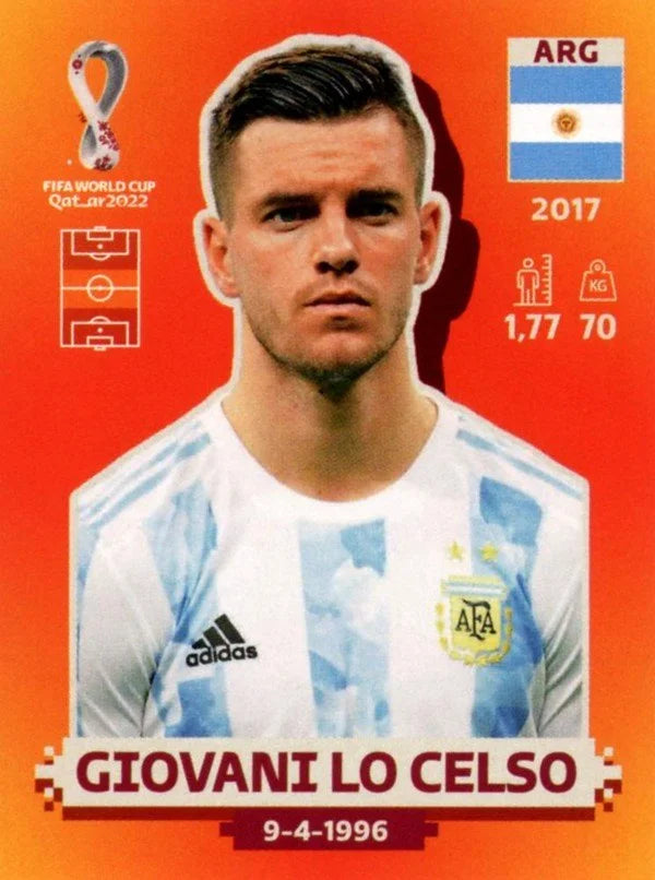 Panini FIFA World Cup Qatar 2022 Sticker ARG 11 Giovani Lo Celso Orange