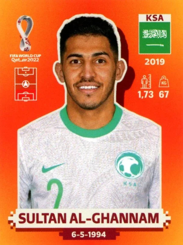 Panini FIFA World Cup Qatar 2022 Sticker KSA 7 Sultan Al-Ghannam Orange