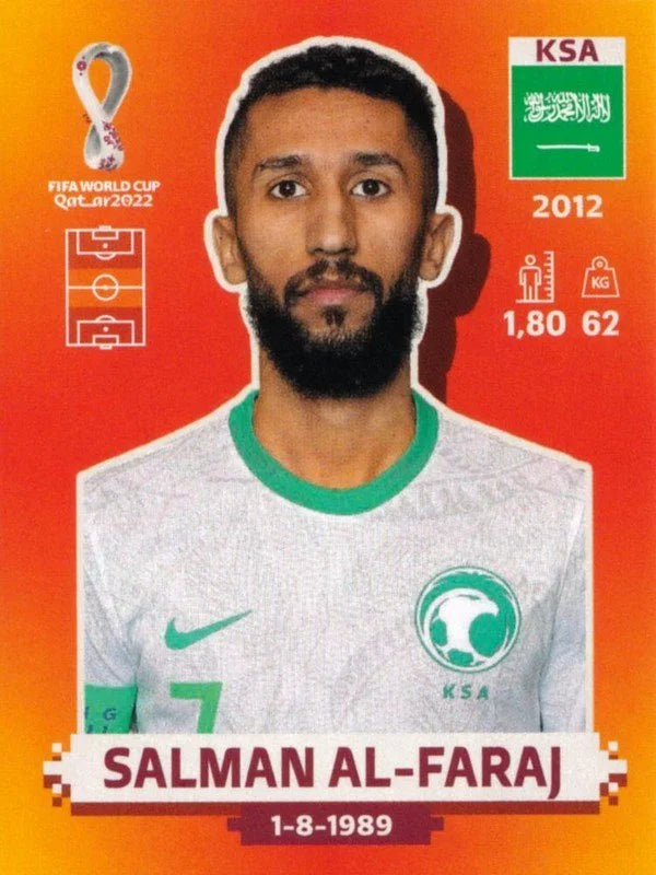 Panini FIFA World Cup Qatar 2022 Sticker KSA 11 Salman Al-Faraj Orange