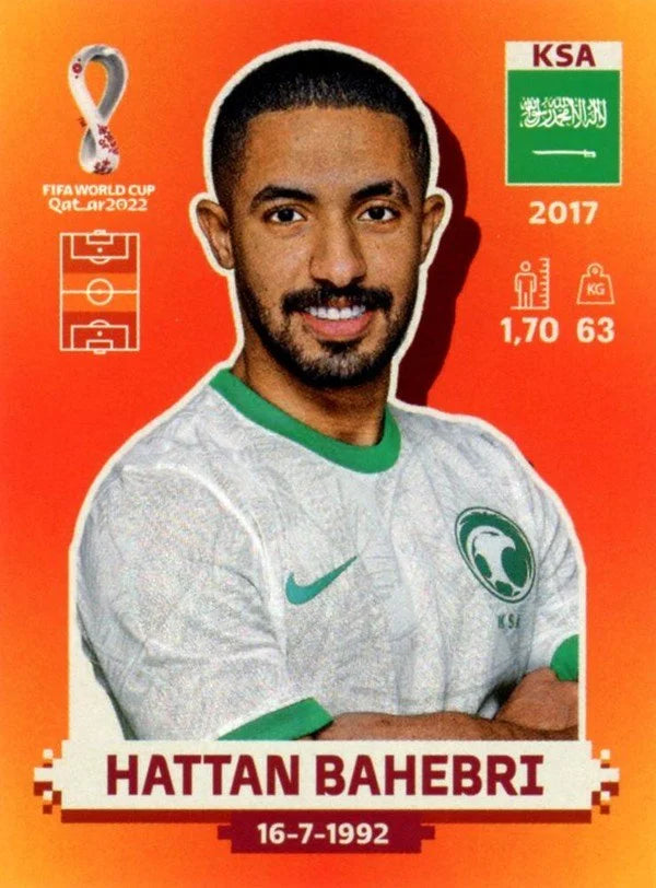 Panini FIFA World Cup Qatar 2022 Sticker KSA 14 Hattan Bahebri Orange