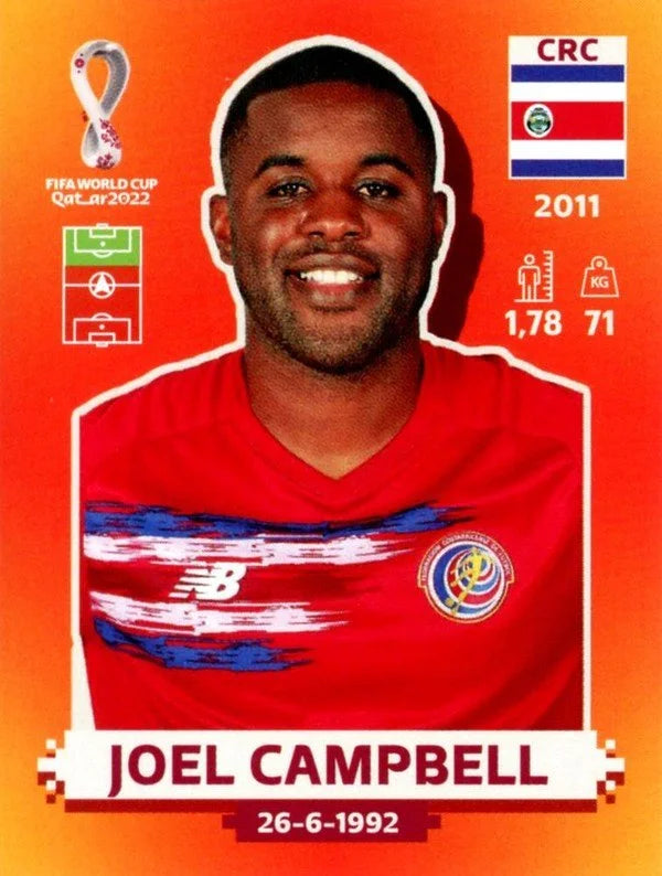 Panini FIFA World Cup Qatar 2022 Sticker CRC 16 Joel Campbell Orange
