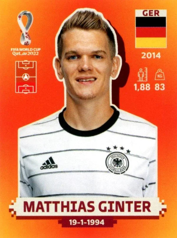 Panini FIFA World Cup Qatar 2022 Sticker GER 4 Matthias Ginter Orange