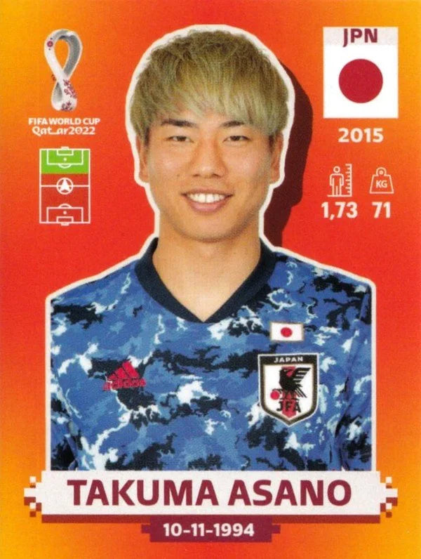 Panini FIFA World Cup Qatar 2022 Sticker JPN 14 Takuma Asano Orange