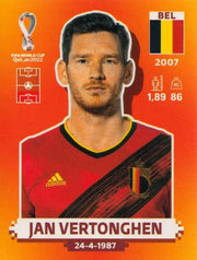 Panini FIFA World Cup Qatar 2022 Sticker BEL 8 Jan Vertonghen Orange