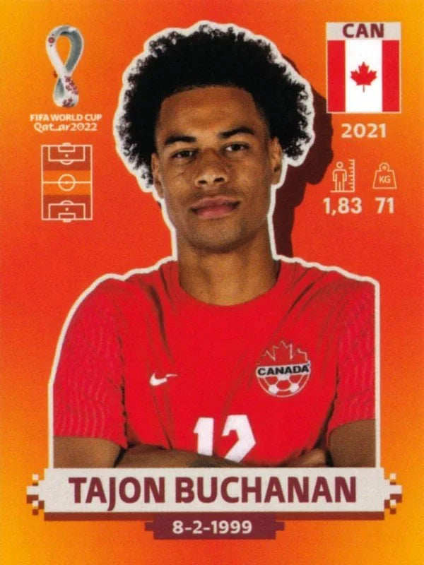 Panini FIFA World Cup Qatar 2022 Sticker CAN 10 Tajon Buchanan Orange