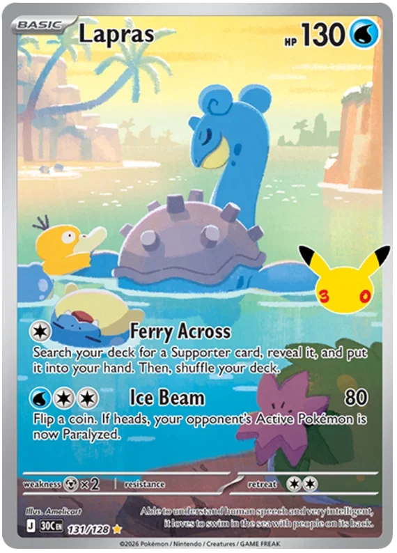 Lapras 30th Celebration Illustration Rare • 131/128 Holofoil