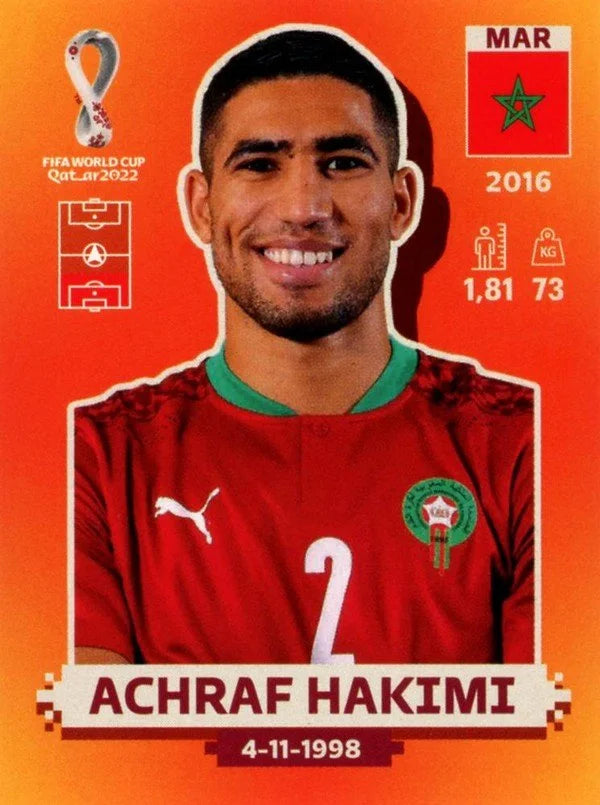 Panini FIFA World Cup Qatar 2022 Sticker MAR 5 Achraf Hakimi Orange