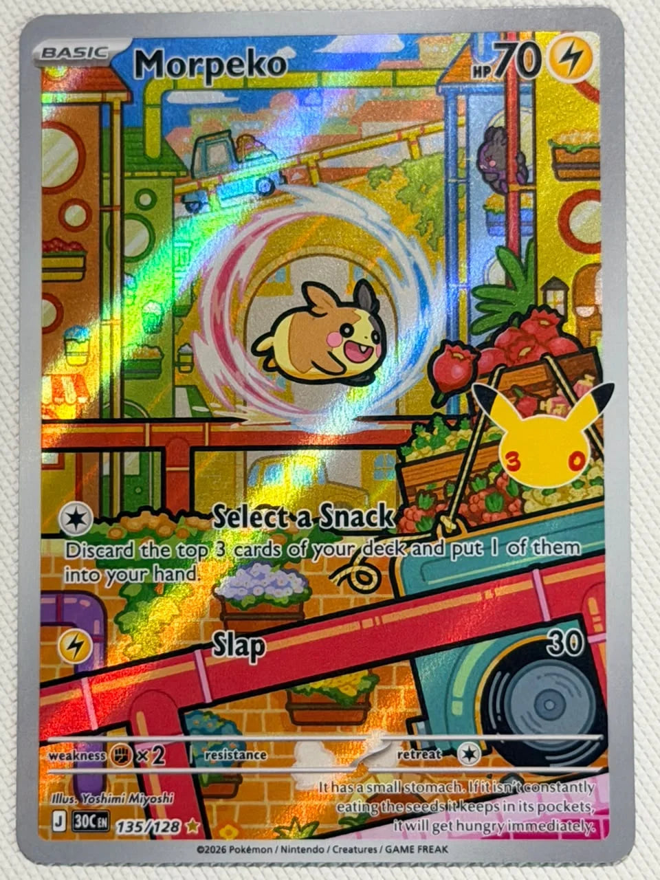 Morpeko 30th Celebration Illustration Rare • 135/128 Holofoil