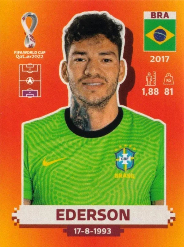 Panini FIFA World Cup Qatar 2022 Sticker BRA 3 Ederson Orange
