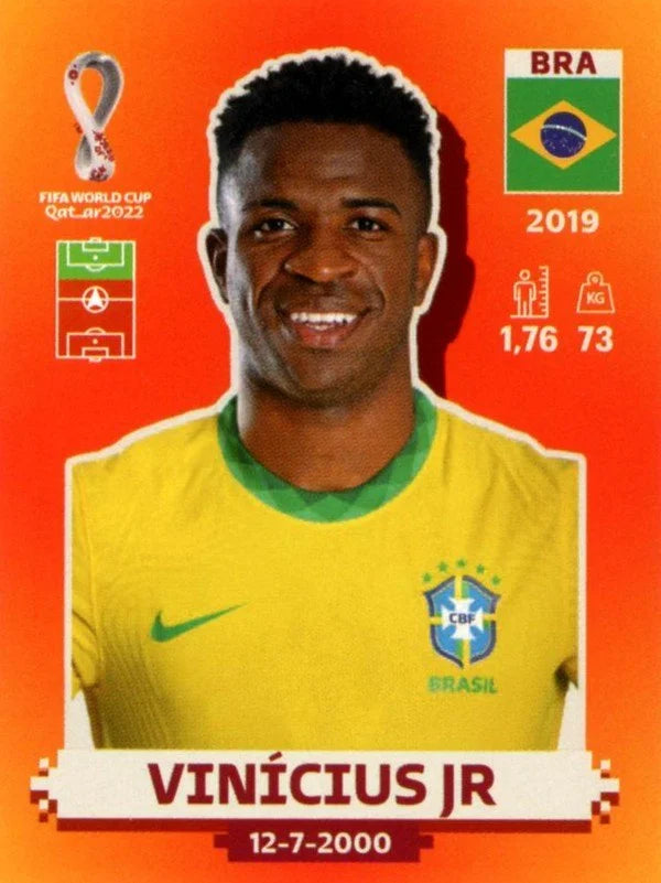 Panini FIFA World Cup Qatar 2022 Sticker BRA 19 Vinícius Jr Orange