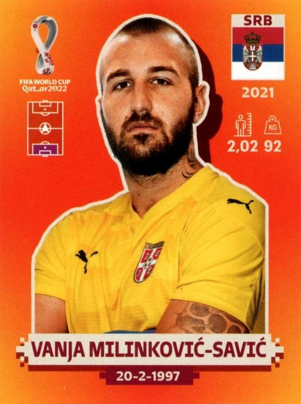 Panini FIFA World Cup Qatar 2022 Sticker SRB 3 Vanja Milinković-Savić Orange