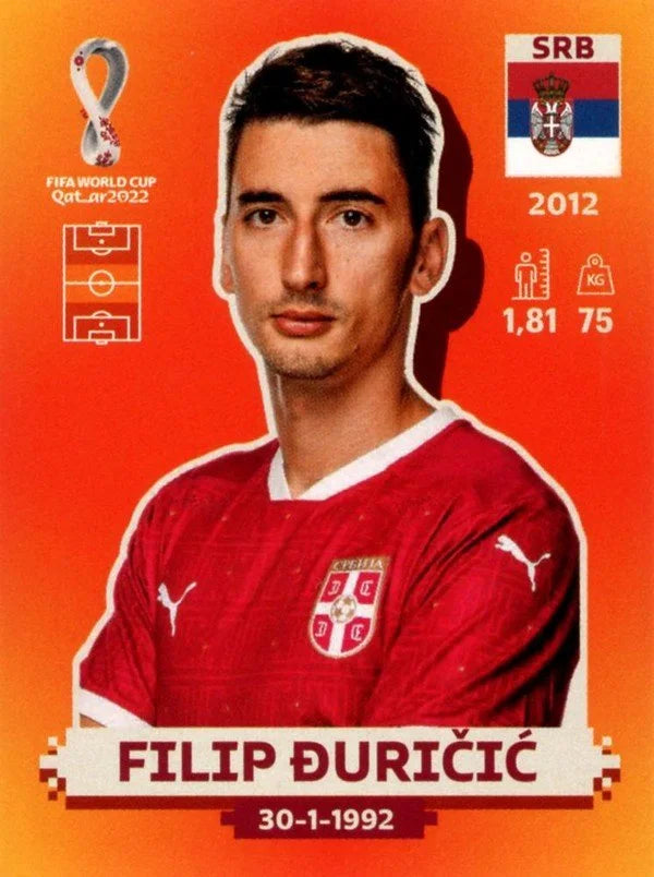 Panini FIFA World Cup Qatar 2022 Sticker SRB 7 Filip Đuričić Orange