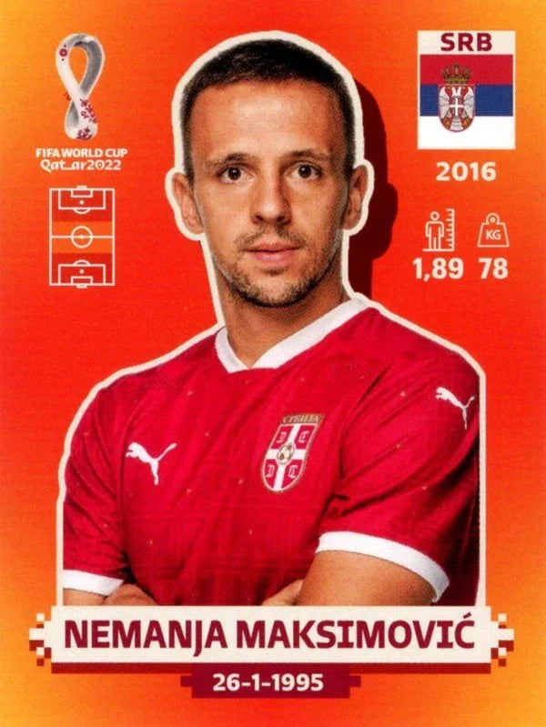 Panini FIFA World Cup Qatar 2022 Sticker SRB 12 Nemanja Maksimović Orange