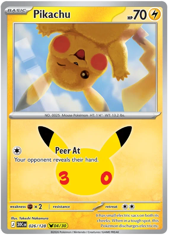 Pikachu 30th Celebration None • 026/128 Holofoil