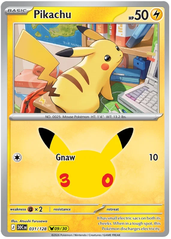Pikachu 30th Celebration Pikachu Rare • 031/128 Holofoil
