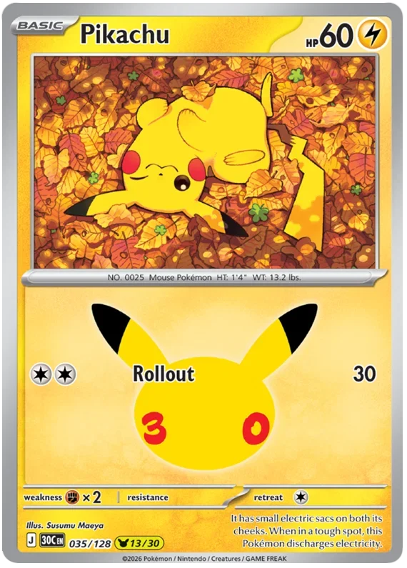 Pikachu 30th Celebration Pikachu Rare • 035/128 Holofoil