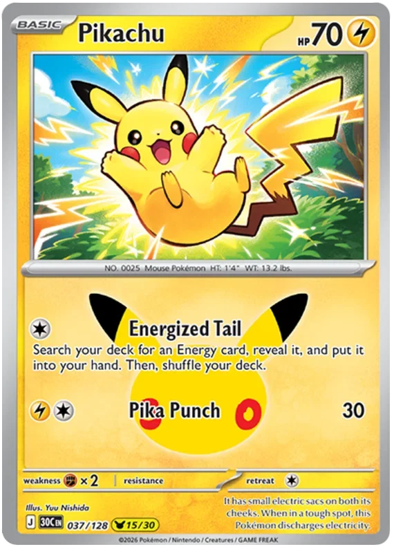 Pikachu 30th Celebration None • 037/128 Holofoil