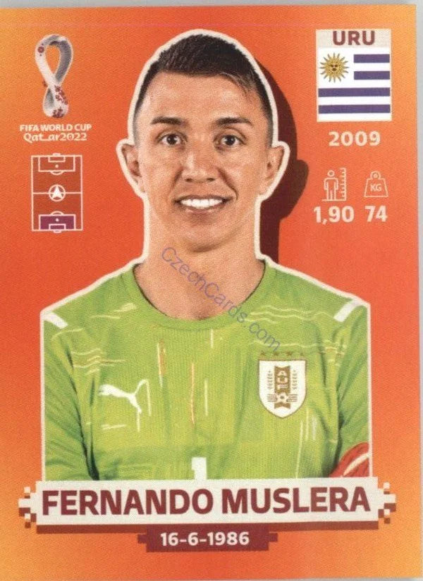 Panini FIFA World Cup Qatar 2022 Sticker URU 2 Fernando Muslera Orange
