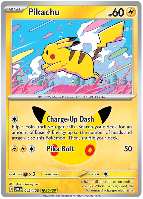 Pikachu 30th Celebration None • 042/128 Holofoil