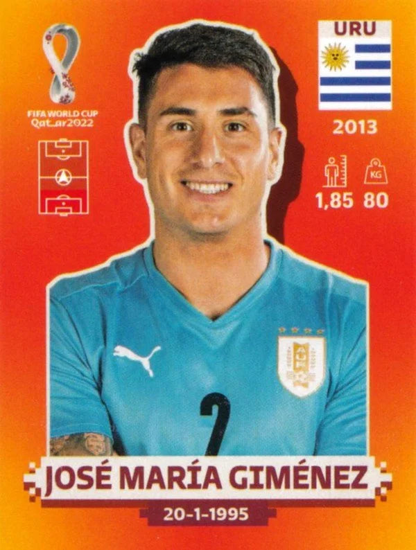 Panini FIFA World Cup Qatar 2022 Sticker URU 6 José María Giménez Orange