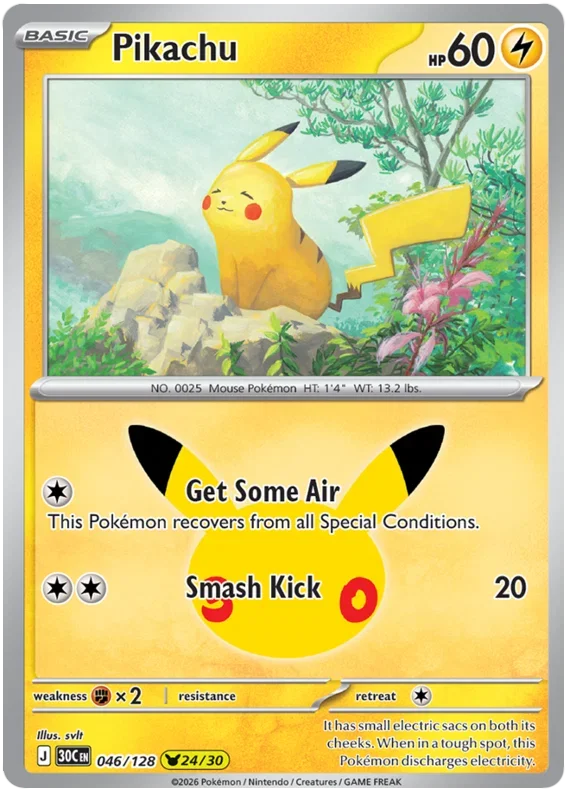 Pikachu 30th Celebration Pikachu Rare • 046/128 Holofoil