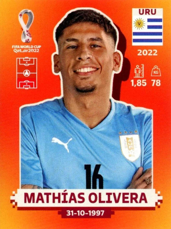 Panini FIFA World Cup Qatar 2022 Sticker URU 8 Mathías Olivera Orange