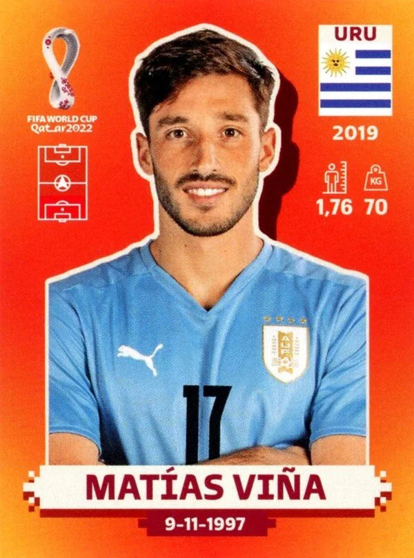 Panini FIFA World Cup Qatar 2022 Sticker URU 9 Matías Viña Orange